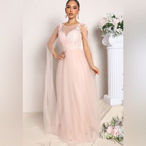 Elegant Blush Lace Prom Dress
